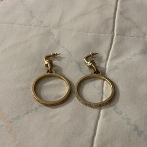 Paige Novick Chic Gold Circle Earrings with CZ Stones with Silver Post.